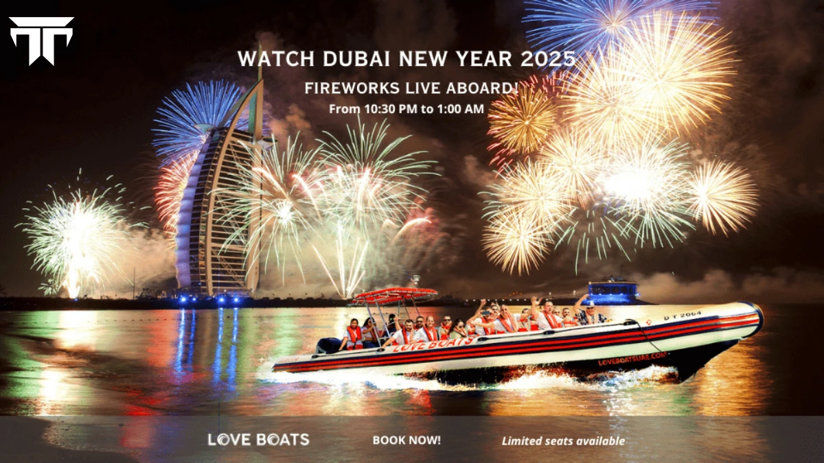 New Year’s Eve Fireworks Show at Love Boats Cruise in Dubai