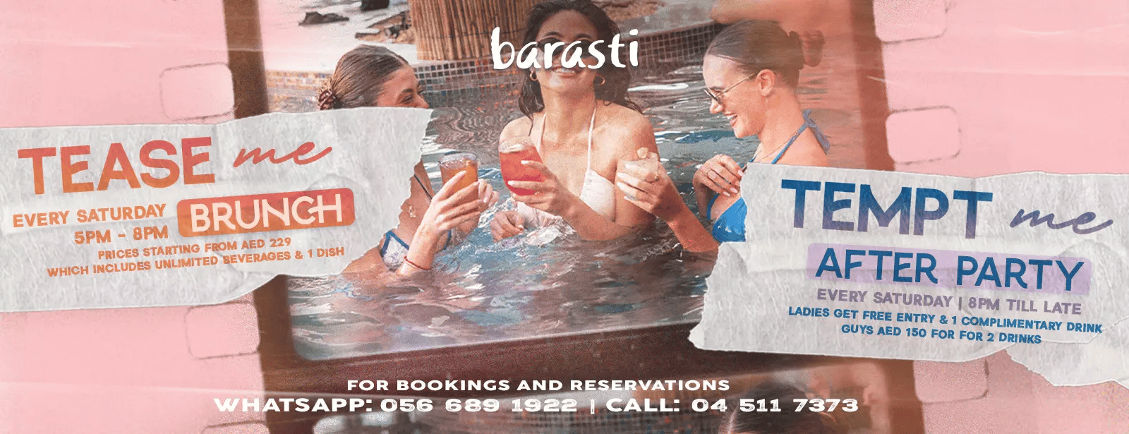 Tease Me – A Sunset Pool Brunch & After Party at Barasti, Dubai