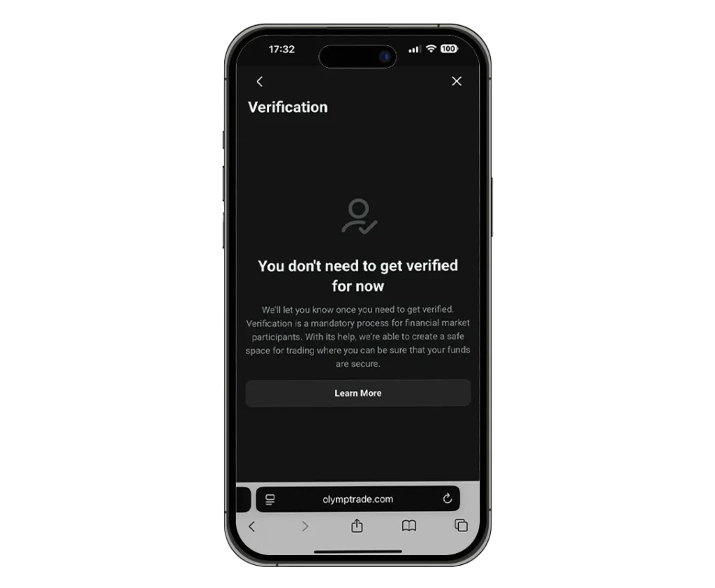 Verification at Olymptrade.